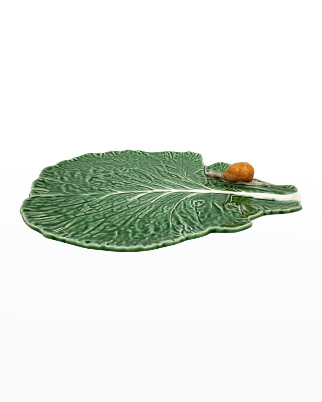 Cabbage Leaf Tray With Snail Green